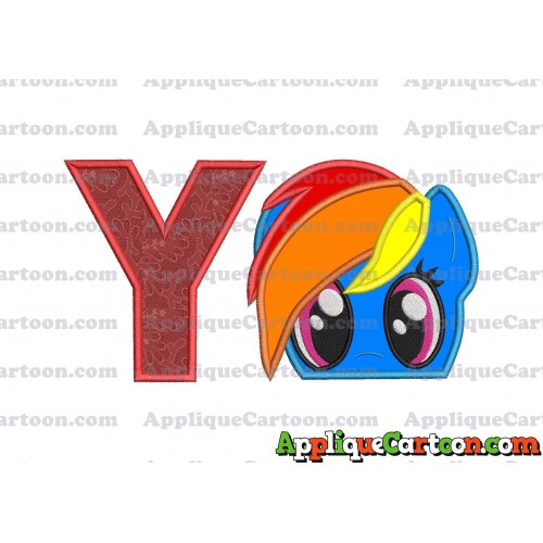 Rainbow Dash My Little Pony Applique Embroidery Design With Alphabet Y