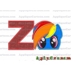 Rainbow Dash My Little Pony Applique Embroidery Design With Alphabet Z