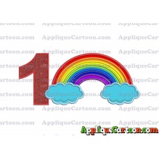 Rainbow With Clouds Applique Embroidery Design Birthday Number 1