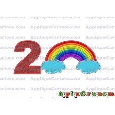 Rainbow With Clouds Applique Embroidery Design Birthday Number 2