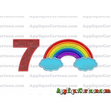 Rainbow With Clouds Applique Embroidery Design Birthday Number 7