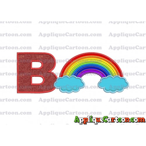 Rainbow With Clouds Applique Embroidery Design With Alphabet B