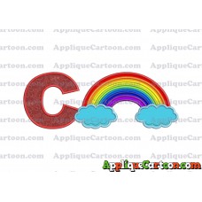 Rainbow With Clouds Applique Embroidery Design With Alphabet C
