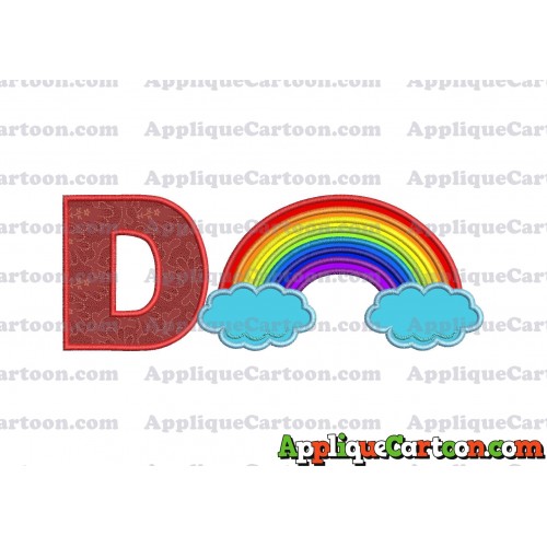 Rainbow With Clouds Applique Embroidery Design With Alphabet D