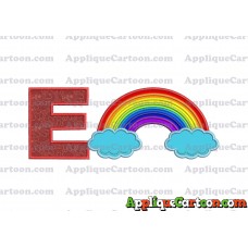 Rainbow With Clouds Applique Embroidery Design With Alphabet E