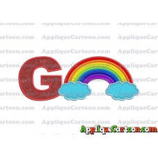 Rainbow With Clouds Applique Embroidery Design With Alphabet G