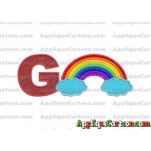 Rainbow With Clouds Applique Embroidery Design With Alphabet G