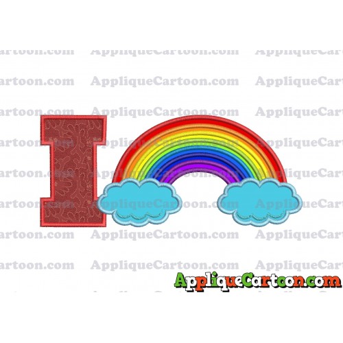 Rainbow With Clouds Applique Embroidery Design With Alphabet I