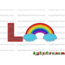 Rainbow With Clouds Applique Embroidery Design With Alphabet L