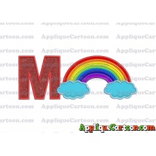 Rainbow With Clouds Applique Embroidery Design With Alphabet M