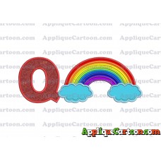Rainbow With Clouds Applique Embroidery Design With Alphabet Q