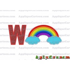 Rainbow With Clouds Applique Embroidery Design With Alphabet W