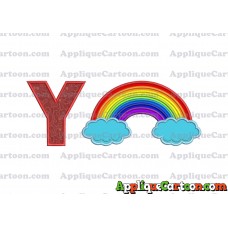 Rainbow With Clouds Applique Embroidery Design With Alphabet Y