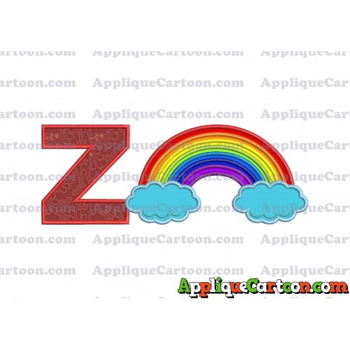 Rainbow With Clouds Applique Embroidery Design With Alphabet Z