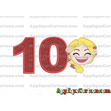 Rapunzel Emoji Applique Embroidery Design Birthday Number 10