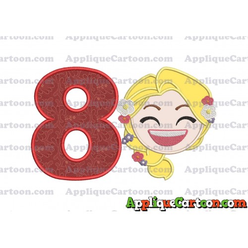 Rapunzel Emoji Applique Embroidery Design Birthday Number 8