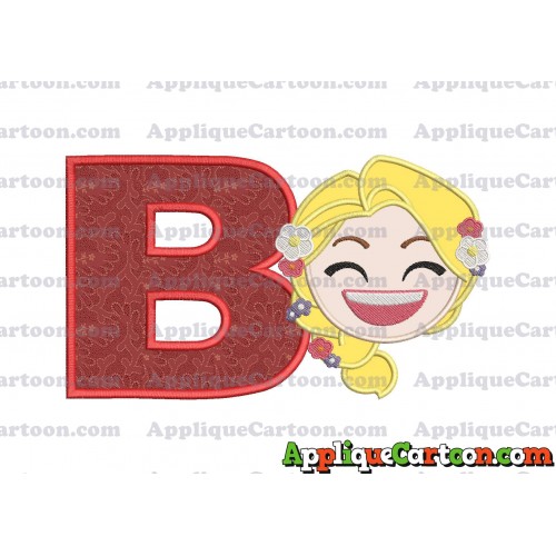 Rapunzel Emoji Applique Embroidery Design With Alphabet B