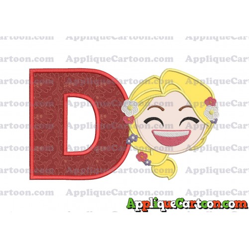 Rapunzel Emoji Applique Embroidery Design With Alphabet D
