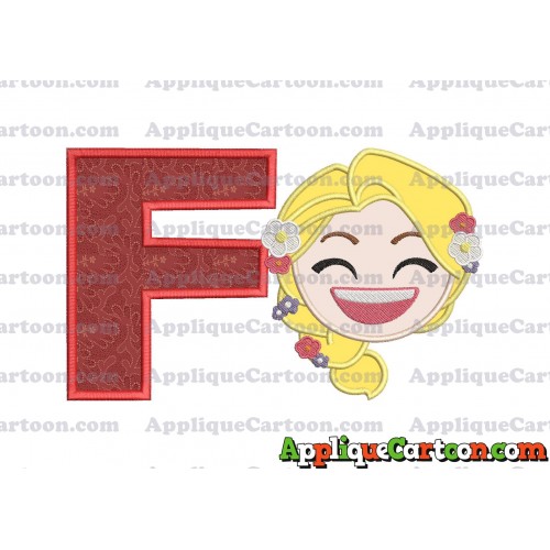 Rapunzel Emoji Applique Embroidery Design With Alphabet F