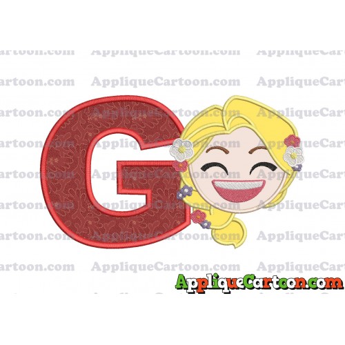 Rapunzel Emoji Applique Embroidery Design With Alphabet G