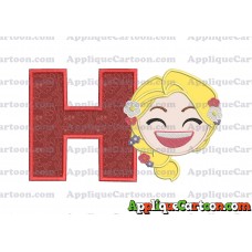 Rapunzel Emoji Applique Embroidery Design With Alphabet H