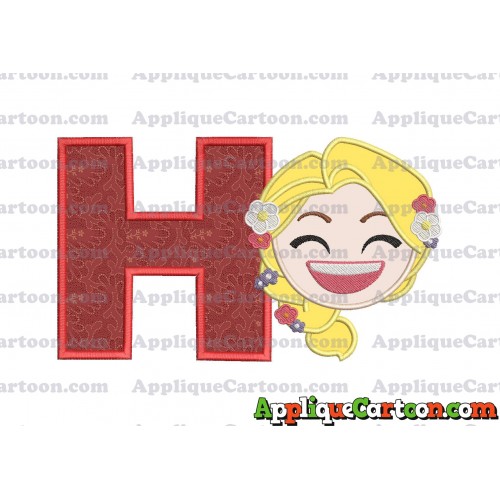 Rapunzel Emoji Applique Embroidery Design With Alphabet H