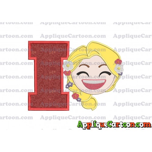 Rapunzel Emoji Applique Embroidery Design With Alphabet I