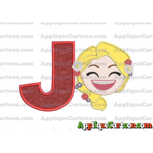 Rapunzel Emoji Applique Embroidery Design With Alphabet J