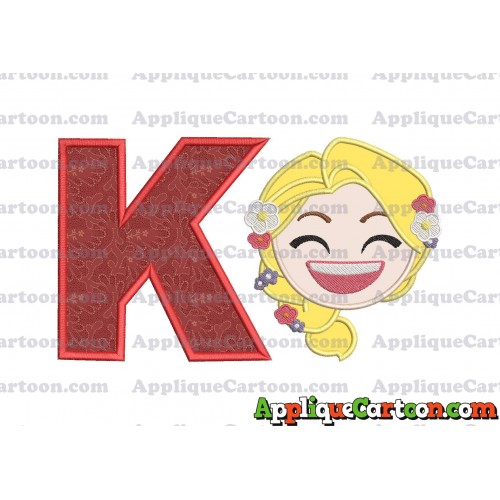 Rapunzel Emoji Applique Embroidery Design With Alphabet K