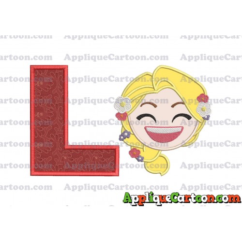 Rapunzel Emoji Applique Embroidery Design With Alphabet L