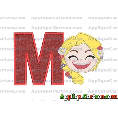 Rapunzel Emoji Applique Embroidery Design With Alphabet M