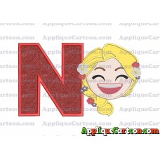 Rapunzel Emoji Applique Embroidery Design With Alphabet N