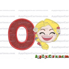Rapunzel Emoji Applique Embroidery Design With Alphabet O