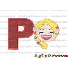 Rapunzel Emoji Applique Embroidery Design With Alphabet P