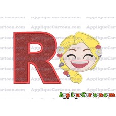 Rapunzel Emoji Applique Embroidery Design With Alphabet R