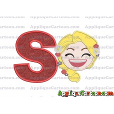 Rapunzel Emoji Applique Embroidery Design With Alphabet S