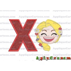 Rapunzel Emoji Applique Embroidery Design With Alphabet X