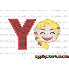 Rapunzel Emoji Applique Embroidery Design With Alphabet Y