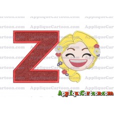 Rapunzel Emoji Applique Embroidery Design With Alphabet Z