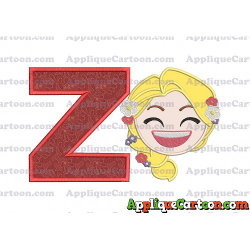 Rapunzel Emoji Applique Embroidery Design With Alphabet Z