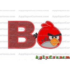 Red Angry Birds Applique Embroidery Design With Alphabet B