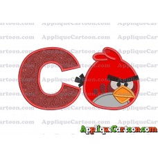 Red Angry Birds Applique Embroidery Design With Alphabet C