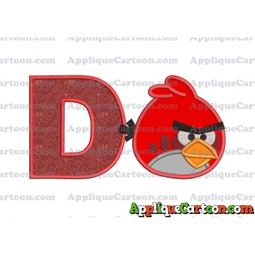 Red Angry Birds Applique Embroidery Design With Alphabet D