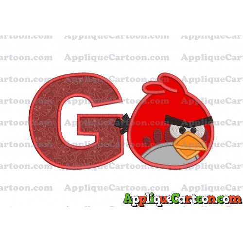 Red Angry Birds Applique Embroidery Design With Alphabet G