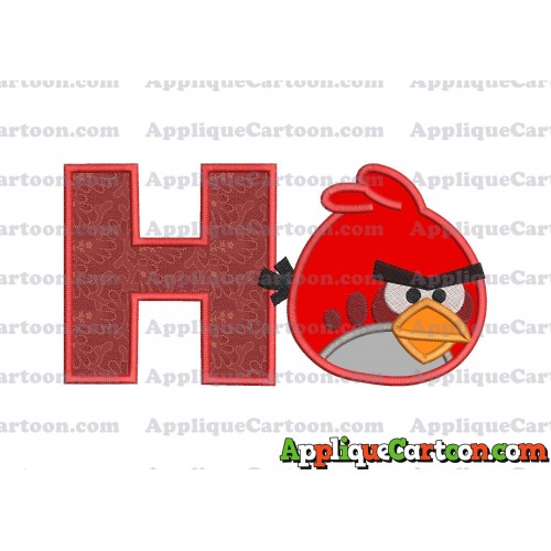 Red Angry Birds Applique Embroidery Design With Alphabet H
