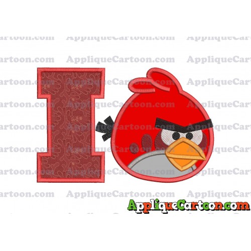 Red Angry Birds Applique Embroidery Design With Alphabet I