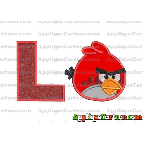 Red Angry Birds Applique Embroidery Design With Alphabet L