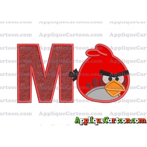 Red Angry Birds Applique Embroidery Design With Alphabet M