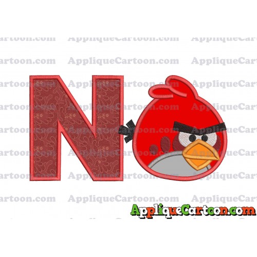 Red Angry Birds Applique Embroidery Design With Alphabet N