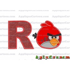 Red Angry Birds Applique Embroidery Design With Alphabet R